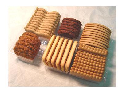 Biscuits collated and grouped